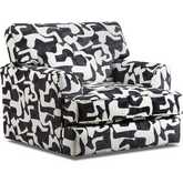 Spencer Swivel Accent Chair in Panda Black & White Chenille Fabric